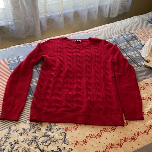 Candy Apple Red Talbots Cotton Sweater,Size S - Picture 4 of 8